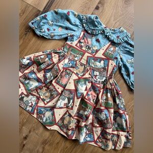 Handmade Farm Animal Print Cotton Dress · Size 6 (Estimated)